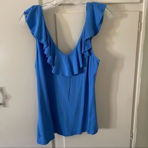 EUC Lilly Pulitzer L ruffle tank. Gorgeous blue color and very soft.